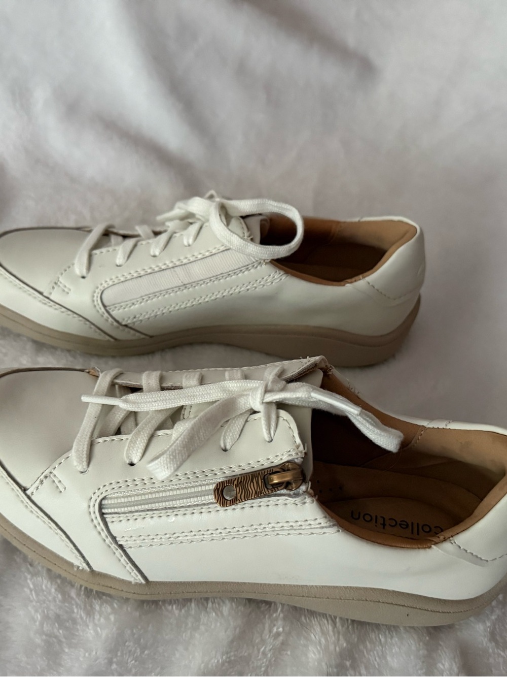 Clark’s Collection White Leather Nalle Lace Sports Inspired Sneakers 7.5 Lk New - Picture 7 of 11